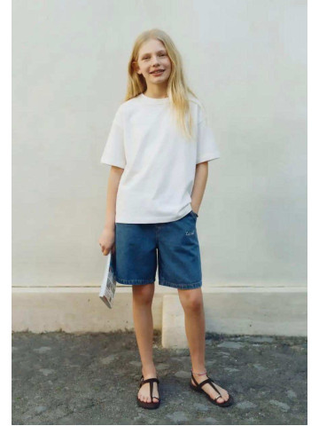 LA'CİEL PARİS 7085 Oversize Basic Tshirt -Sloganlı Şort