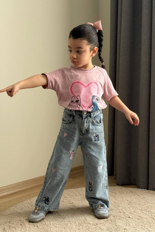 STİCH KOT PANTALONLU 2’Li KIZ TAKIM STİCH KOT PANTALONLU 2’Li KIZ TAKIM