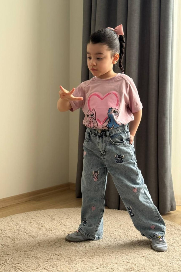 STİCH KOT PANTALONLU 2’Li KIZ TAKIM STİCH KOT PANTALONLU 2’Li KIZ TAKIM
