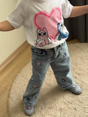 STİCH KOT PANTALONLU 2’Li KIZ TAKIM STİCH KOT PANTALONLU 2’Li KIZ TAKIM