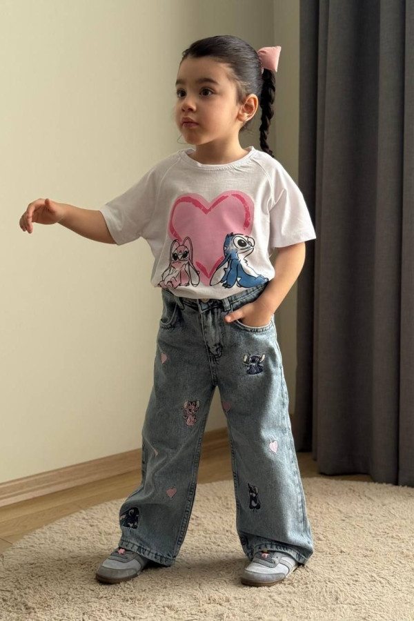STİCH KOT PANTALONLU 2’Li KIZ TAKIM STİCH KOT PANTALONLU 2’Li KIZ TAKIM