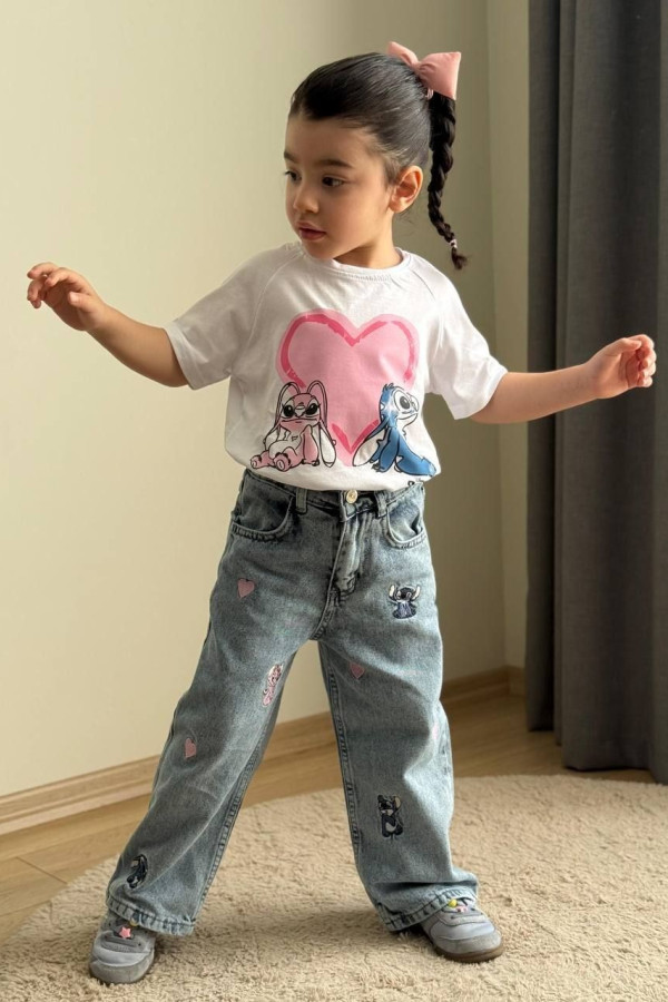 STİCH KOT PANTALONLU 2’Li KIZ TAKIM STİCH KOT PANTALONLU 2’Li KIZ TAKIM