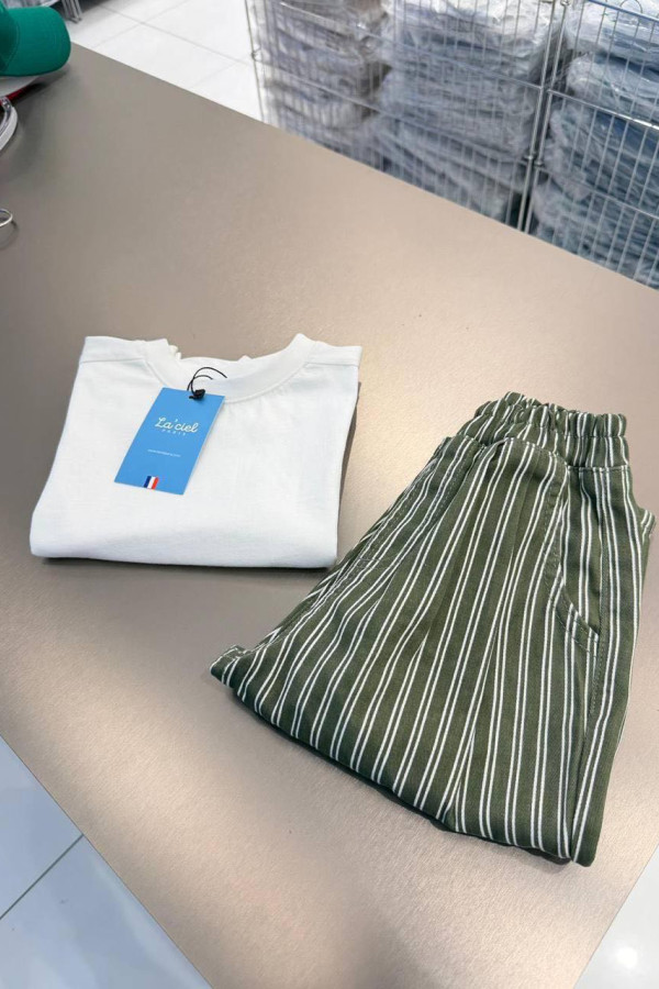 La’ciel Paris Yeşil Çizgili Balloon Jeans La’ciel Paris Yeşil Çizgili Balloon Jeans